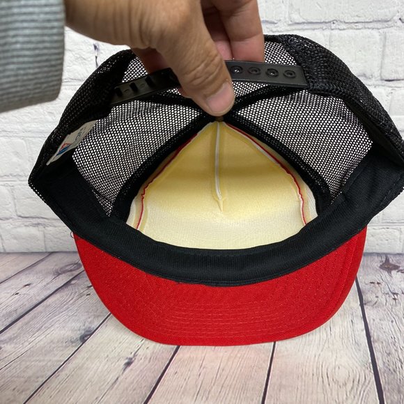 Vintage Trucker Hat Mesh Cap Snapback White Red Black Alberta Summer Games 1985 - Picture 7 of 9